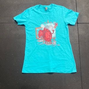 Teal kids shirt, heart painting